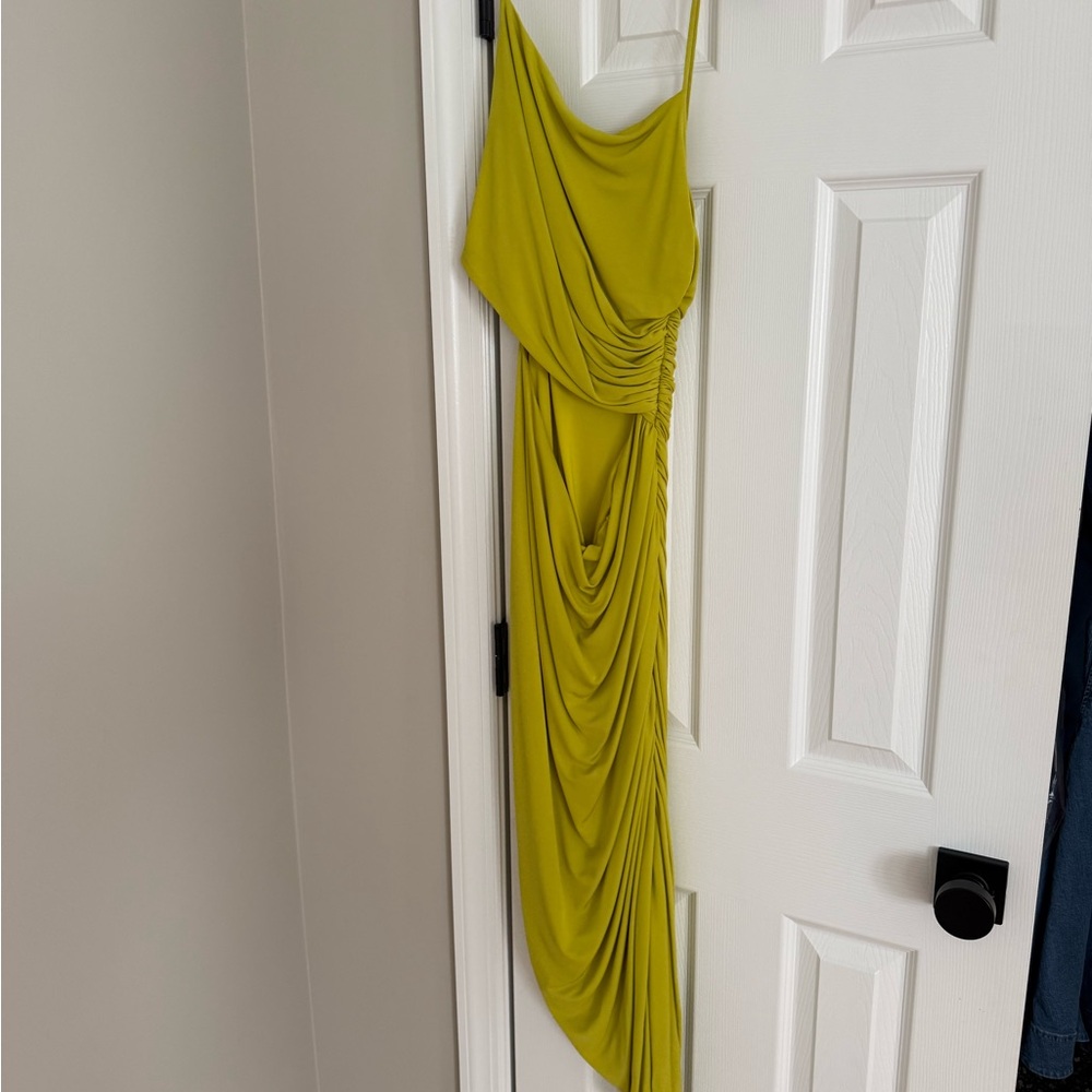 Halston Heritage Asymmetrical Lime Dress